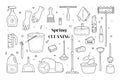 Hand drawn set of spring cleaning isolated elements Royalty Free Stock Photo