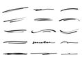 Hand drawn set of underline, curly swishes Royalty Free Stock Photo