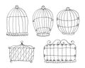 Hand drawn Set with vintage bird cage. vector print Royalty Free Stock Photo