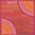 Hand drawn shabby ethnic frame in red and orange tones