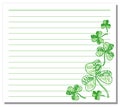 Hand drawn shamrock on white note paper