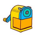 Hand Drawn Sharpener icon. Doodle illustration of sharpener vector icon for web design isolated on white background Royalty Free Stock Photo