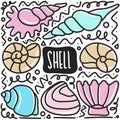hand drawn shells doodle set Royalty Free Stock Photo