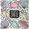 hand drawn shells doodle set Royalty Free Stock Photo