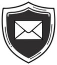 Hand drawn shield with an envelope icon representing secure email and message protection Royalty Free Stock Photo