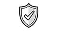 Hand-drawn shield icon with checkmark symbol for security and verification isolated on white background Royalty Free Stock Photo