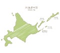 Hand-drawn Hokkaido sketch map Royalty Free Stock Photo