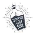 Hand drawn ship in a bottle vector illustration.
