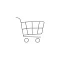 Hand drawn shopping cart icon. Trolley symbol in doodle style