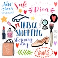 Hand drawn shopping doodle icons