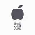 Hand drawn silhouette of apple. Fruit logo template for craft food packaging or brand identity