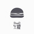 Hand drawn silhouette of burger. Fast food logo template for craft packaging or brand identity