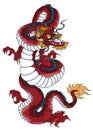 Red dragon is Magical creatures known in Chinese and Western literature.Dragon Animal tattoo design.Chinese dragon vector. Royalty Free Stock Photo