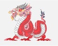 Red dragon is Magical creatures known in Chinese and Western literature.Dragon Animal tattoo design.Chinese dragon vector. Royalty Free Stock Photo