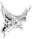 Thai Naga dragon outline and silhouette.