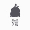 Hand drawn silhouette of flour bag. Logo template for craft food packaging or brand identity Royalty Free Stock Photo