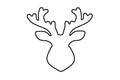 Hand drawn silhouette of head of reindeer on white background. Illustration