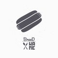 Hand drawn silhouette of hot dog. Fast food logo template for craft packaging or brand identity Royalty Free Stock Photo