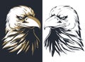 Silhouette bald eagle head isolated vector logo mascot badge on black and white style