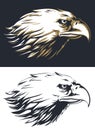 Silhouette eagle head sideview isolated vector logo mascot badge on black and white style Royalty Free Stock Photo