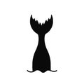 Hand drawn silhouette of mermaid's tail. Vector icon isolated Royalty Free Stock Photo