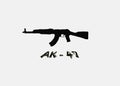 Hand drawn silhouettes of AK-47