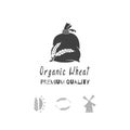 Hand drawn silhouettes. Bakery logo templates for craft food packaging or brand identity