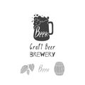 Hand drawn silhouettes. Brewery logo template for craft packaging or brand identity