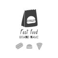 Hand drawn silhouettes. Fast food logo templates for craft packaging or brand identity Royalty Free Stock Photo