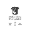 Hand drawn silhouettes. Restaurant logo template for craft food packaging, menu or brand identity Royalty Free Stock Photo