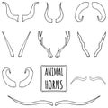 Hand drawn silhouettes set of animal horns Royalty Free Stock Photo