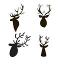 Hand drawn silhouettes of Wapiti deer heads set Royalty Free Stock Photo