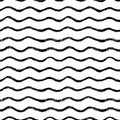 Hand drawn simple black charcoal horizontal waves. Royalty Free Stock Photo