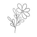 Simple fancy flower, outline vector illustration