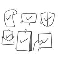 Hand drawn Simple Set of Approve Related Vector Line Icons illustration. doodle style