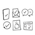 Hand drawn Simple Set of Approve Related Vector Line Icons illustration. doodle style