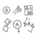 hand drawn Simple Set of Business Management Related Vector Line Icons in doodle style isolated Royalty Free Stock Photo