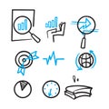 hand drawn Simple Set of Data Analysis Related Vector Line Icons in doodle Royalty Free Stock Photo