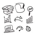 hand drawn Simple Set of Data Analysis Related Vector Line Icons in doodle Royalty Free Stock Photo