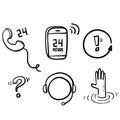 Hand drawn Simple Set of Help And Support Related Vector Line Icons. with doodle cartoon art style vector Royalty Free Stock Photo