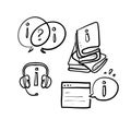 Hand drawn Simple Set of Info and Help Desk Related Vector Line Icons illustration Royalty Free Stock Photo