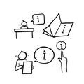 Hand drawn Simple Set of Info and Help Desk Related Vector Line Icons illustration Royalty Free Stock Photo