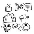 Hand drawn Simple Set of Marketing Related Vector Line Icons in doodle style vector isolated background Royalty Free Stock Photo