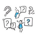 Hand drawn Simple Set of Question Related Vector Line Icons with doodle style vector Royalty Free Stock Photo