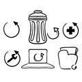 Hand drawn Simple Set of Recovery Related Vector Line Icons. in doodle drawing style vector Royalty Free Stock Photo