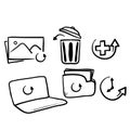 Hand drawn Simple Set of Recovery Related Vector Line Icons. in doodle drawing style vector Royalty Free Stock Photo