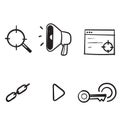 Hand drawn Simple Set of SEO Related Vector Line Icons with doodle drawing style Royalty Free Stock Photo