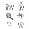 Hand drawn Simple Set of Team Work Related Vector Line Icons. Contains such Icons as Cooperation, Collaboration, Team Meeting.