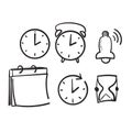 Hand drawn Simple Set of Time Related Vector Line Icons. with doodle drawing style vector Royalty Free Stock Photo