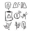 hand drawn Simple Set of Warnings Related Vector Line Icons in doodle style vector isolated